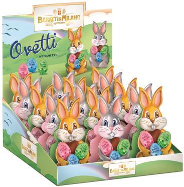 EGGS IN DISPLAY 5 eggs in each bunny (18cm high bunny)