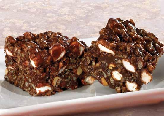 Rocky Road Cereal Bars Classic rocky road ingredients of marshmallows, peanuts and chocolate in a cereal bar.