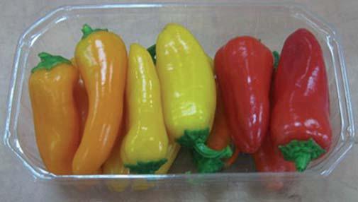 Red mini sweet pepper for growing in greenhouses or in nethouses. Good vigor plant with a big number of fruits, sweet mini conical fruits, suitiable for high quality market. TMV1.