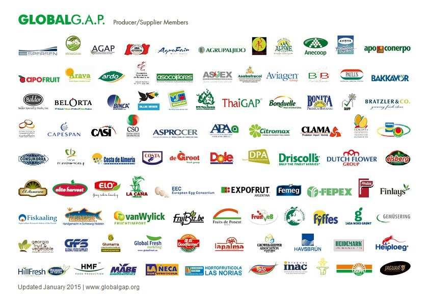 GlobalGAP producer/ supplier members.