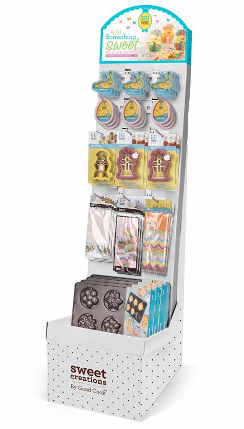 Sweet Creations Cookie Floorstand IS social ON MEDIA! Create some spring excitement with this colorful floorstand. From opening price point cutters to cookie pops, we ve got you covered. ITEM NO.