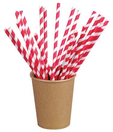 100% compostable PAPER Utensils & Straws Paper Straws Pink Striped Paper Straws L:. / Ø.