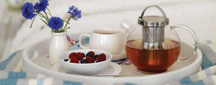 600ml/21 fl oz 61382 1000ml/35 fl oz 61383 India A chic glass teapot with a contrasting stainless steel integrated filter.