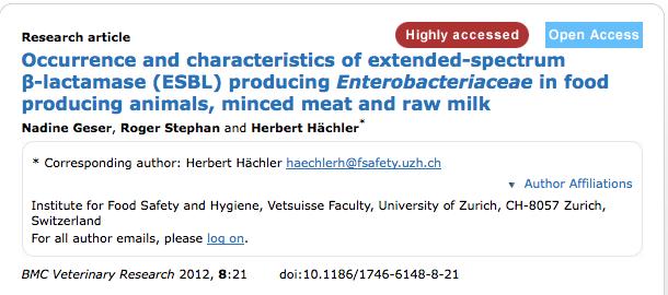 Meat chain: preharvest level Fecal samples pigs (15% positive) calfs (25% positive) cows