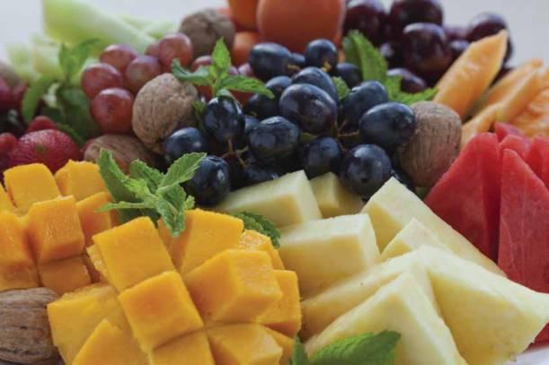 Party Platters Small (Serves 10+) Large (Serves 15+) Presented on a Reusable Balsa Wood Tray Seasonal Fruit Platter Small 40 Large 70 Seasonal assortment of fresh ripe fruit Crudite Small 40 Large 70