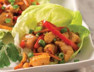 Sweet Thai Lettuce Wraps 1 tablespoon olive oil 1½ pounds boneless skinless chicken breasts, cut into ¾-inch cubes 1½ tablespoons Onion Onion Seasoning ⅓ cup Tangy Thai Sauce ¼ cup Mango Lime Sauce 1
