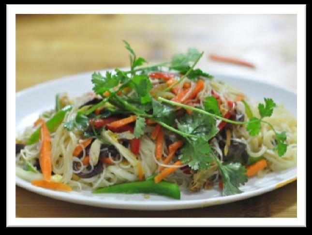 bean sprouts served with mixed greens platter. v10.