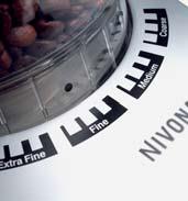 The timer switch controls the duration of the bean grinding process and hence the amount of coffee powder produced.