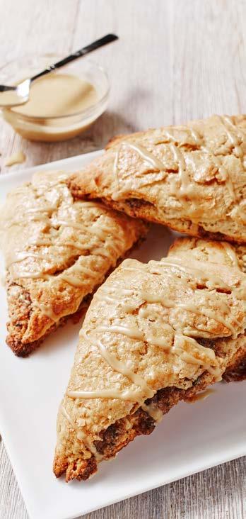 CINNAMON COFFEE SCONES MAKES 8 SERVINGS PREHEAT OVEN TO 200 C fan forced Line a baking tray with baking paper. To make the coffee crumb, place all ingredients into the bowl of a food processor.