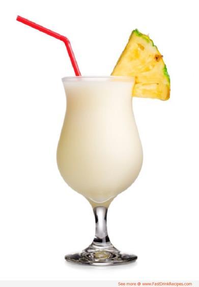 Pina Colada Bellini A creamy blend of Bacardi rum, Malibu, coconut cream, and pineapple juice