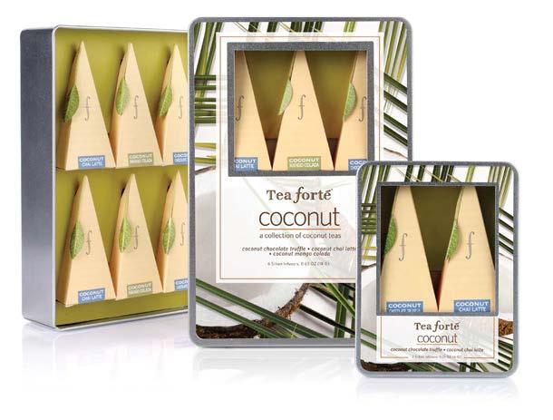 coconut gift tins Award-winning tins attractively display signature pyramid tea infusers.