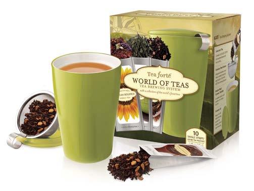 loose tea sta rter sets Authentic loose leaf tea is now deliciously simple with Tea Forté. Each box contains a modern and beautiful ATI cup with integrated infusing basket and ten SINGLE STEEPS.