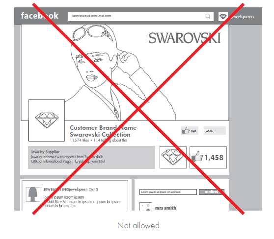 IV.12. Examples of proper use: Customer s social media page (1) Properly use the Swarovski trademark when referring to concrete products in your posts or tweets.