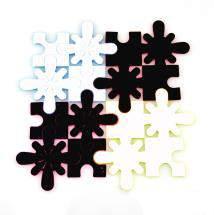 # 3310 Cuisivin Silicone Puzzle-Coasters 4pk - Assorted Colours # 3310BW Cuisivin Silicone Puzzle-Coasters 4pk - Black & White These interlocking silicone puzzle