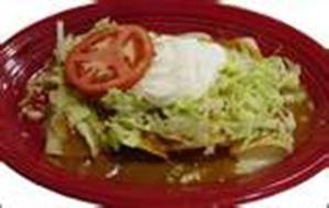50 Two cheese enchiladas topped with beef or chicken. Served with guacamole salad. CARNITAS $9.99 Tender sliced pork prepared Mexican BBQ-style. Served with rice, beans, pico de gallo and jalapeños.