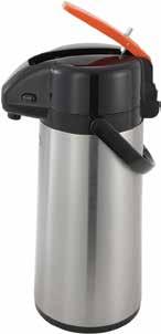 BEVERAGE SERVICE Airpots APSK-725 Stainless Steel Lined Airpots Available with push button or lever top Heat retention: 10 hours at 175 F; 24 hours at 151 F Double-wall insulated Stainless steel