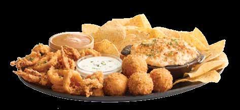 99 GO SHRIMPIN Jumbo fried shrimp, coconut shrimp and crispy shrimp stuffed with crab, cream cheese and jalapeños. Served with hushpuppies, fries and coleslaw. 17.