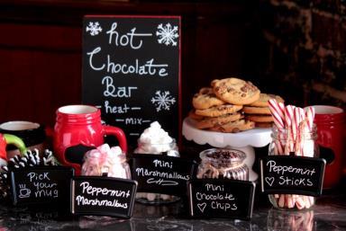 75 per person Hot Chocolate Station Homemade Hot Chocolate Whip Cream, Chocolate Shavings Crushed Peppermint Candy and Mini Marshmallows $4.