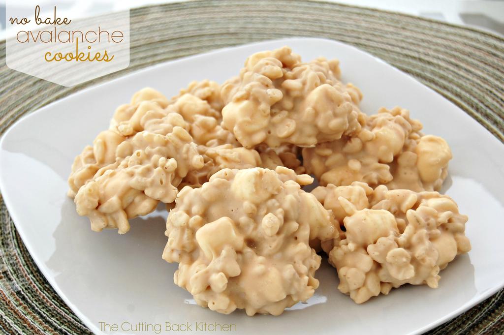 Avalanche Cookies Makes approximately 2 dozen cookies 16 ounce pkg White Chocolate Chips 1 cup creamy peanut butter Place above ingredients in a microwave safe bowl and microwave on high for 1 minute