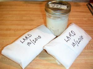 Lard ready for storage You can save the cracklings, if you like them, or compost them. Per Shelli's suggestion, I will refrigerate my share of the cracklings for my cats.