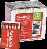 CODE: SAMA90 CTN QTY: 48 LONG LASTING SAFETY MATCHES SAMBA Long Lasting Safety Matches are the perfect way to get your fire started.