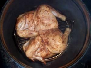 chicken cooking on