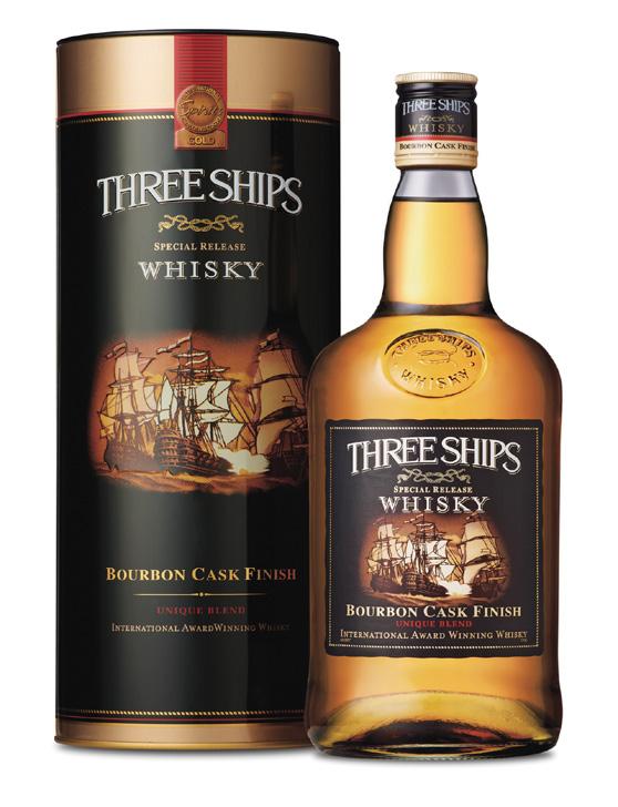 THREE SHIPS BOURBON CASK FINISH 750 ml Bottle in a Gift Tin 3811 Cost per Gift Pack incl Dep &