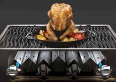 Larger cuts of meat may be moved to the side of the grill to continue cooking.