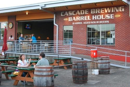 Like kids in a candy store! H ere s the crew at our favorite stop, the Cascade Brewing Barrel House. Sour beer mecca!