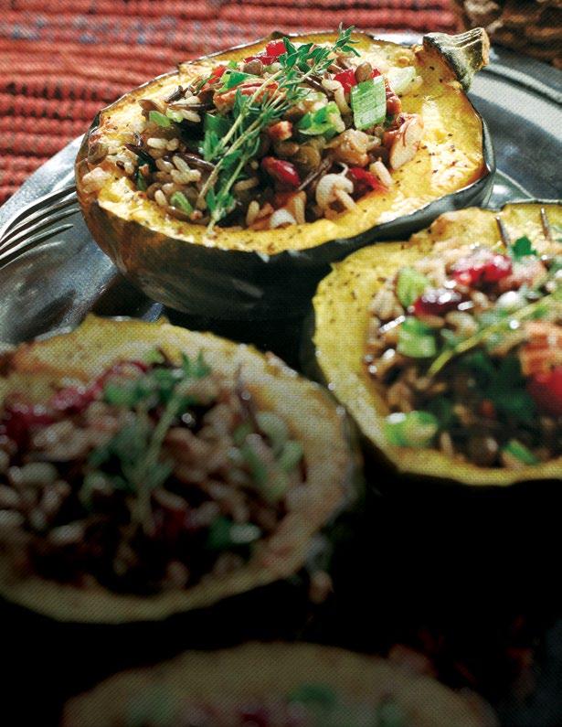 Soup & Sides Wild Rice & Lentil Stuffed Acorn Squash with Cranberries & Pecans SERVINGS 6 PREP TIME 20 minutes TOTAL TIME 50 minutes 3 small acorn squash canola oil, for cooking salt and ground black