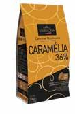 SPECIAL ORER: Minimum quantity 3 cases, 6 weeks lead time CARAMÉLIA 36% 7098 Sweet caramel delicacy Unlike caramel flavored milk chocolates made with caramelized sugar, Caramélia 36% couverture uses