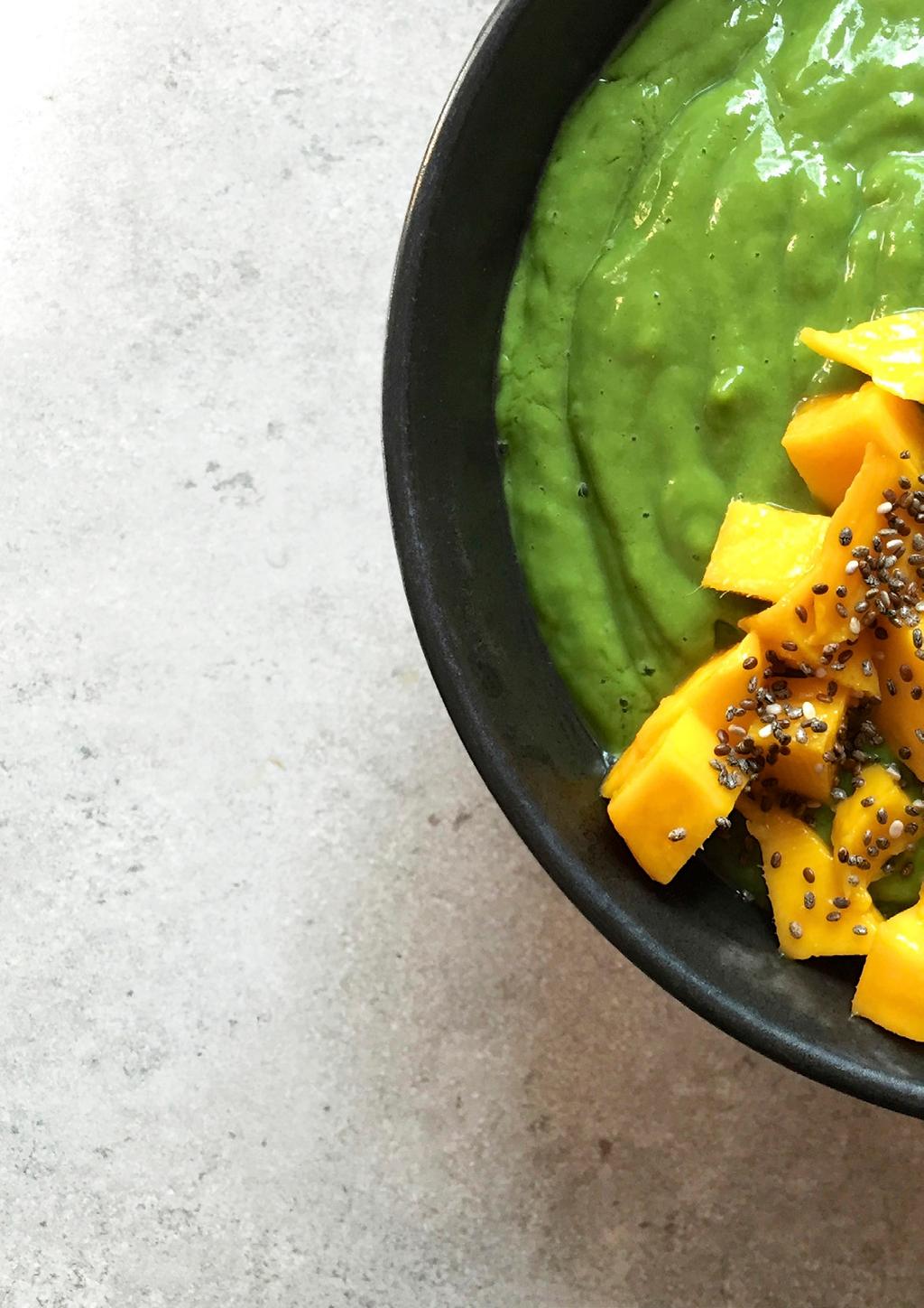 Avocado Smoothie Bowl Wheatgrass powder is alkalising, high in Antioxidants, Chlorophyll and Fibre. A teaspoon instantly adds that revitalising Super Green boost.