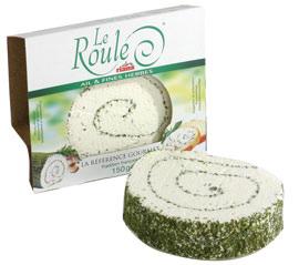 A rolled cheese that is similar in appearance to a jelly roll with a layer of herb or other