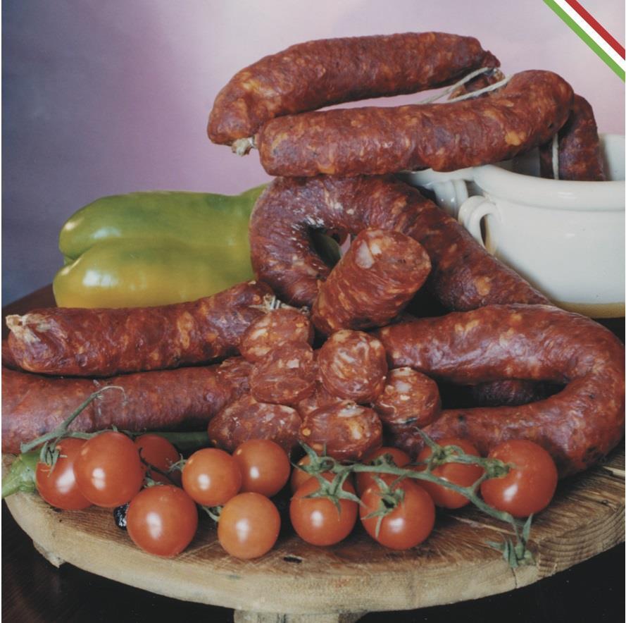 Our Products Salsiccia Gusto Salsiccia Gusto is a salami matured in pork bowels, made of lean meat, pork