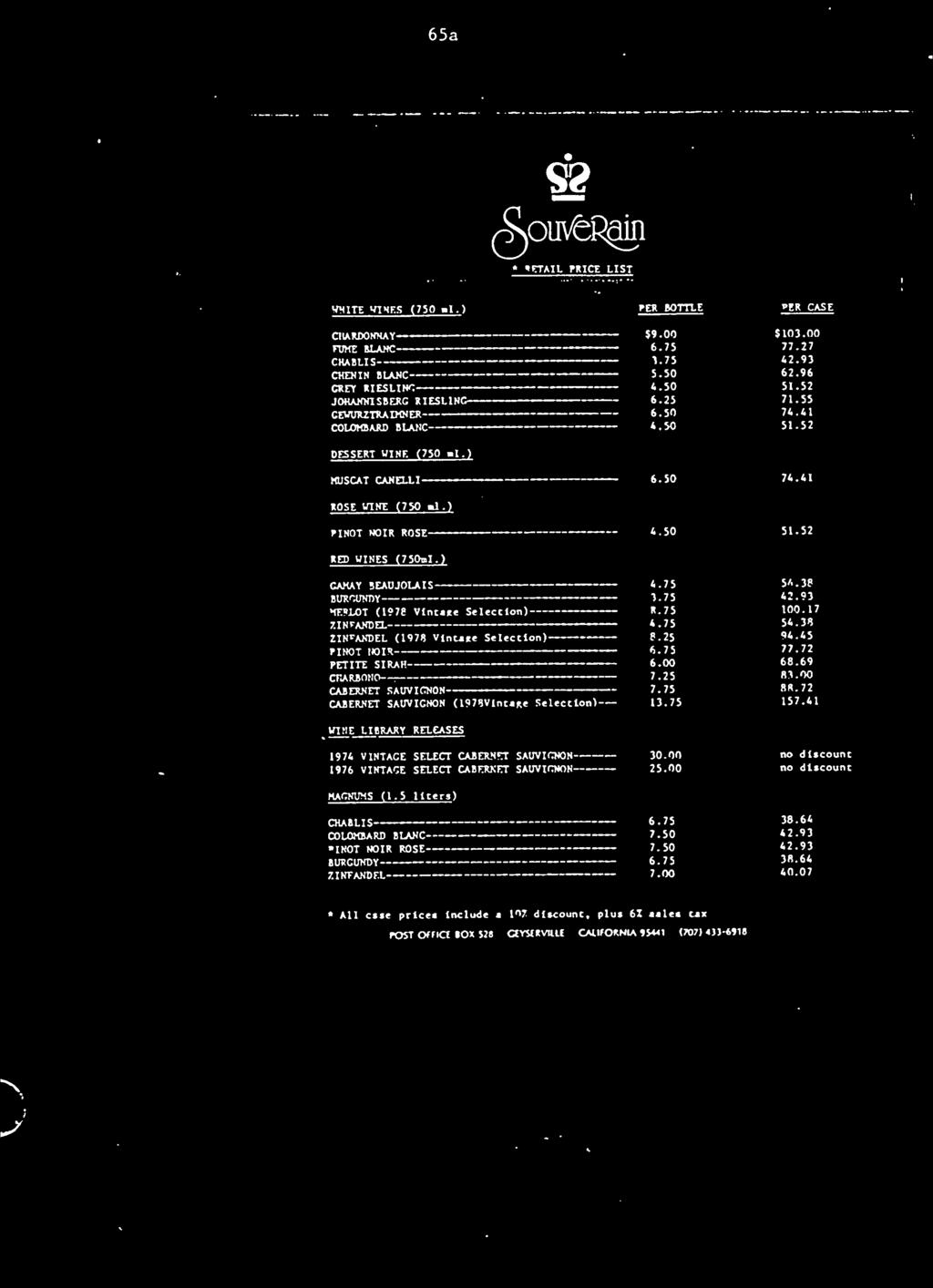 ) CAMAY SEAUJOLAIS BUROUNDY MELOT (1978 Vintage Selection) IIN*ANDEL (197 Vlnuxe Selection) MNOT IWIS PETITI SIRAR CHARBOHP : CABERNET SAUVICWON CABERNET SAUVICNON (197VlntRe Selectloa) UIHE LIBRARY