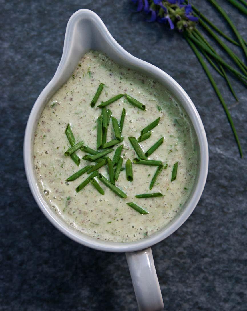 Chia-Chive Dressing Makes about 1½ cups This mild and creamy vinaigrette balances garlic with shallots and chives for a fresh, familiar taste. Chia seeds add healthy fat and texture.