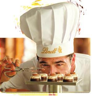 heated liquid chocolate to create the silky smooth LINDT chocolate texture.