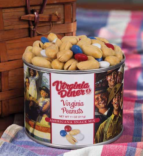 artists, our Americana Snack Mix combines Virginia Diner Salted Peanuts with Red, White & Blue milk chocolate gems.