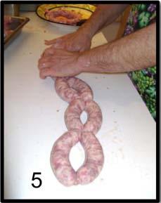 knotted sausages. Repeat till end.