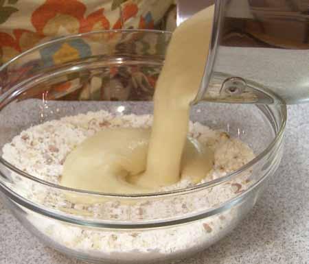 9 6 Add the combined wet ingredients to the flour mixture and blend well.