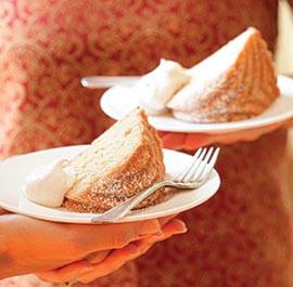 Double-Ginger Pound Cake with Brown Sugar Mascarpone Whipped Cream Serves twelve. For the cake: 1/2 lb. (1 cup.) unsalted butter, at room temperature; plus 1/2 to 1 Tbs., melted, for the pan 12 oz.