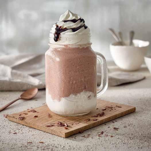 90 FROZEN HOT CHOCOLATE Upside-Down Marshmallow, decadent iced hot chocolate on a pillow of fluffy vanilla marshmallow, topped with whipped cream & a drizzling of chocolate sauce. 53.