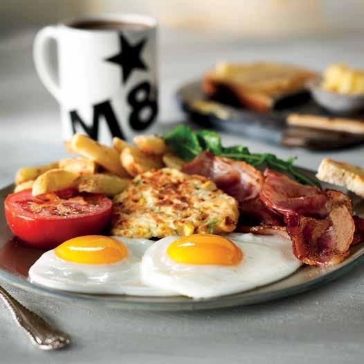 CLASSICS Your breakfast eggs can be ordered fried, scrambled or poached with your choice of M&B white, wholewheat or rye toast.