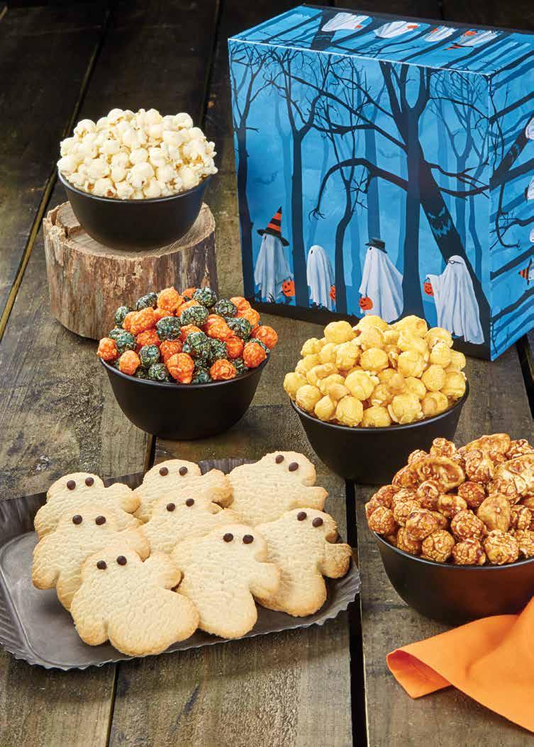 Special treats for SPECIAL tricksters TRICK OR TREES SAMPLER Branch out the snack repertoire with this Trick or Trees Sampler that includes 8 Ghost Butter Cookies and a