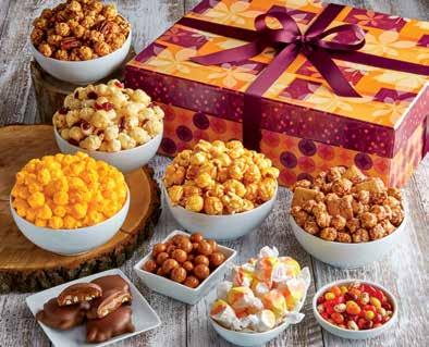 99 C FALL SPLENDOR JUMBO SAMPLER With over 2 pounds of seasonal treats, this jumbo sampler is filled with Candy Corn Taffy, Pumpkin Spice Caramels, Pixies, Jelly Belly Autumn Mix and 5