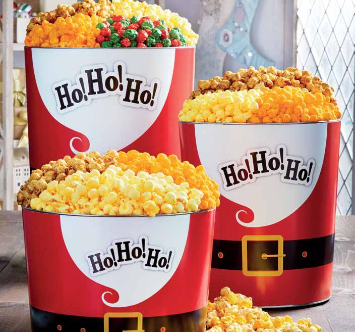A A SANTA S BELT POPCORN TINS new! The excitement builds as the 24th draws close. What better way to await the jolly elf than with a classic Christmas story and some popcorn!