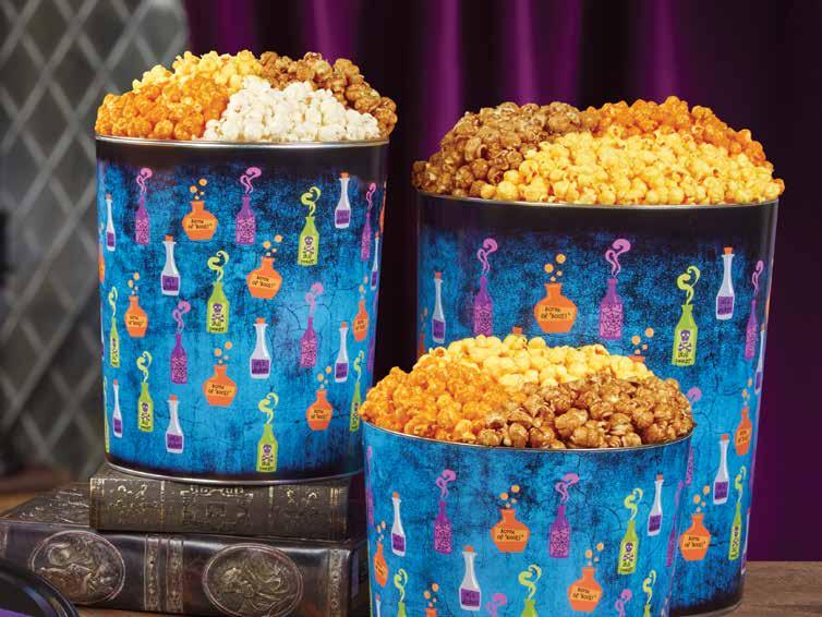 B B HALLOWEEN POTIONS POPCORN TINS new! A CORN-coction of amazing delights is ready to spill out of this whimsical tin.
