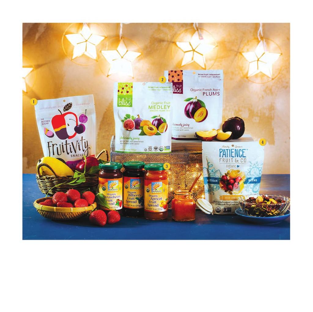 25 Healthy Options Christmas Catalogue 2017 DRIED FRUIT AND SPREADS 1. Fruitivity Apple Chips Variants: Tart, Grape, Mango, Blueberry, Black Cherry P349 2.