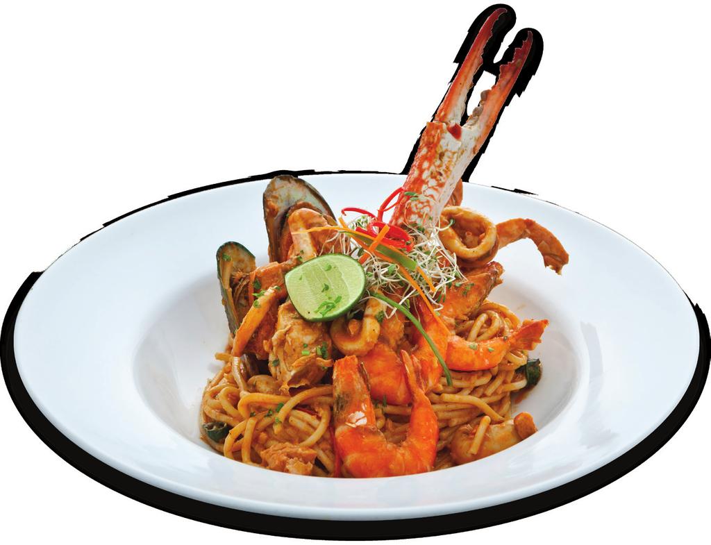 P a s t a & N o o d l e s Plancha Seafood Spaghetti 37 Pasta cooked with homemade plancha sauce, served with grilled prawn and flower crab.
