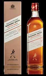 66. JOHNNIE WALKER BLENDERS BATCH RED RYE FINISH Heather honey sweetness, Belgian waffles, cinnamon, rye spices, creamy vanilla, peppercorn, and dried porcini emerge after the 6-month rye cask
